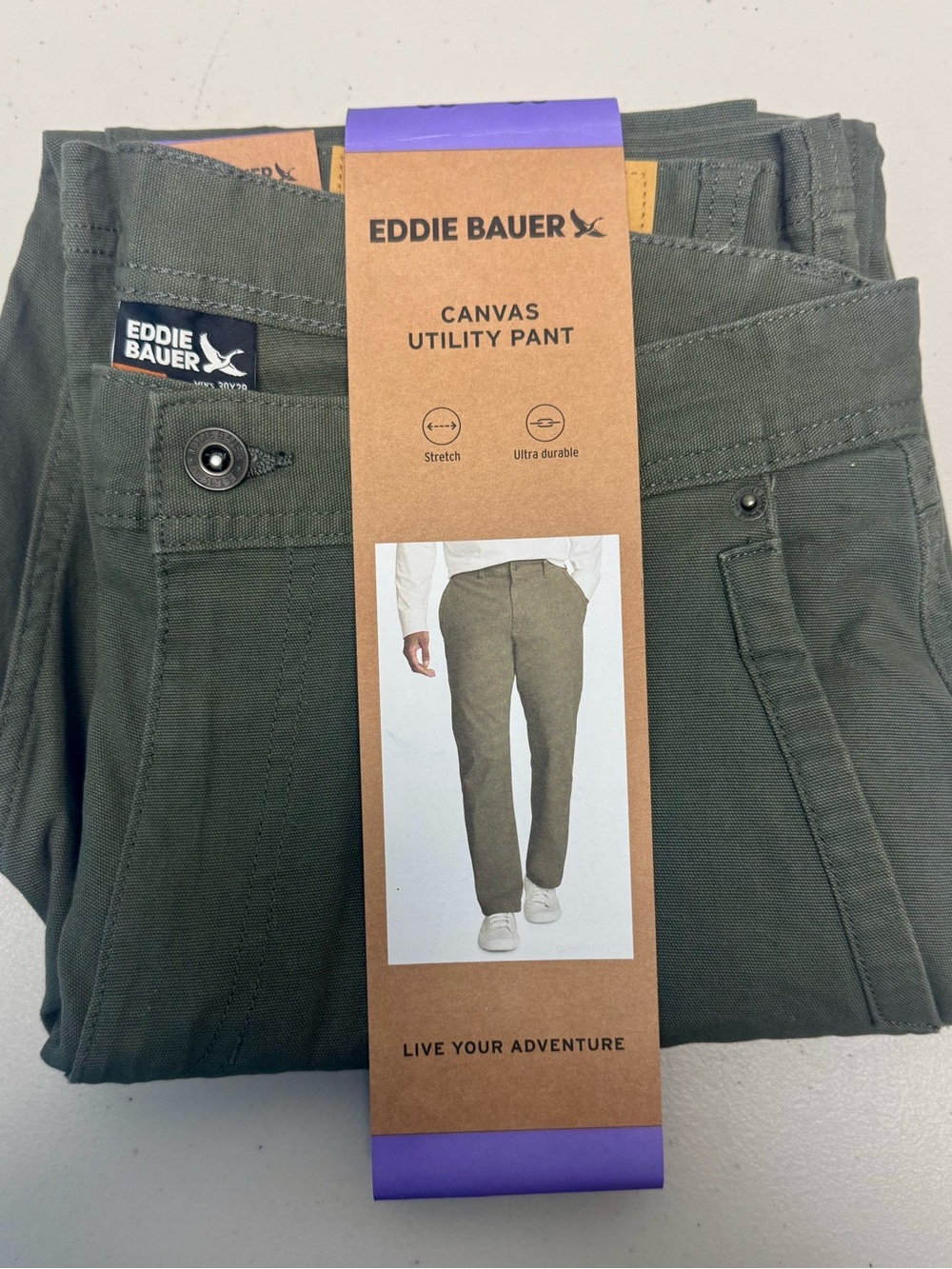 Eddie Bauer Olive Canvas Utility Cargo Pants